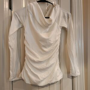 The Commons, Long Sleeve Shoulder Fitted Rib Knit Top (White) - Size Small, NWT